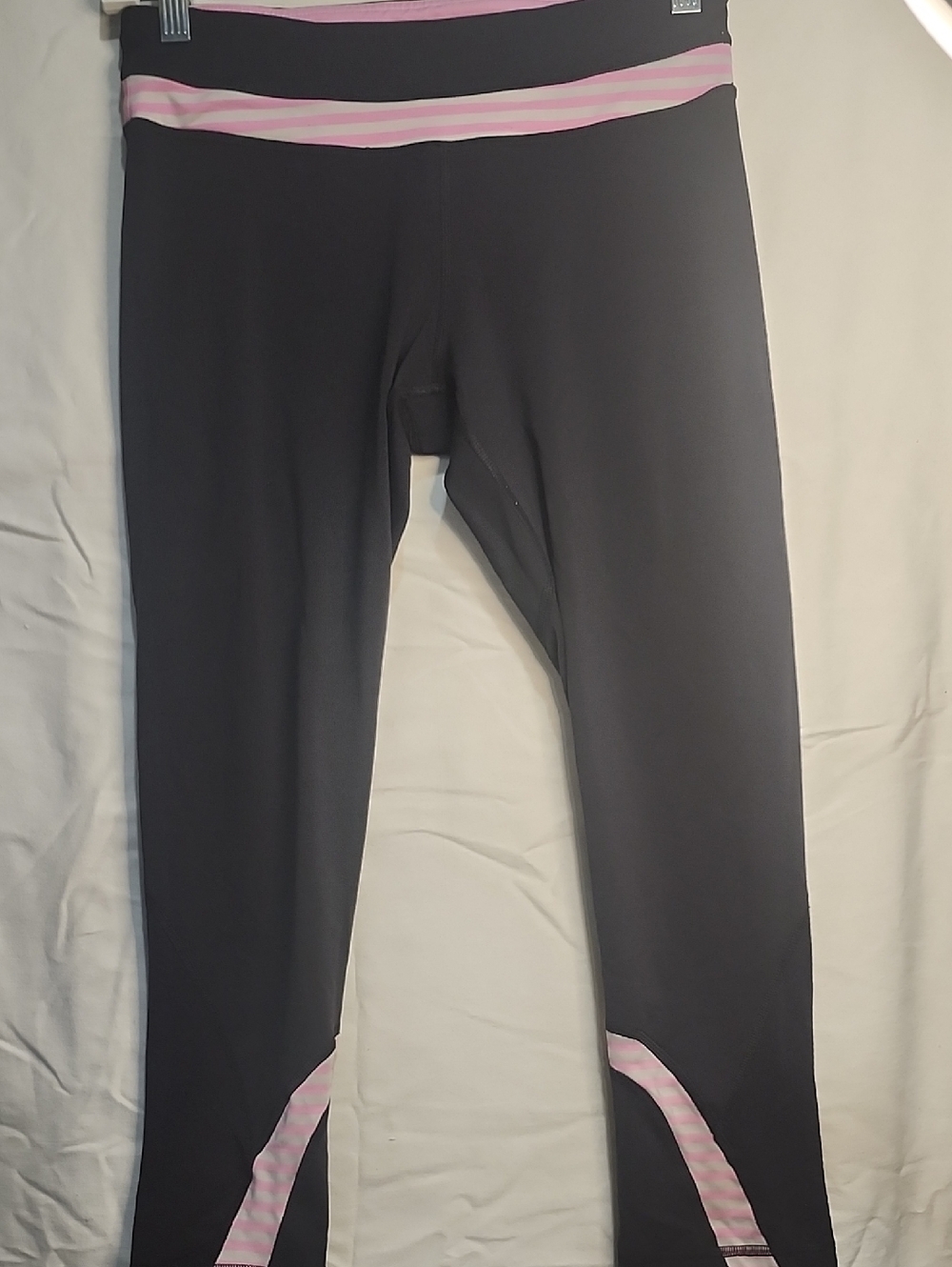 Lululemon Black Leggings with Pink Striped Details